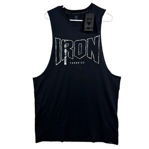 NWT Mens Under Armour Project Rock Iron Paradise Tank Top Black XLT Workout Gym